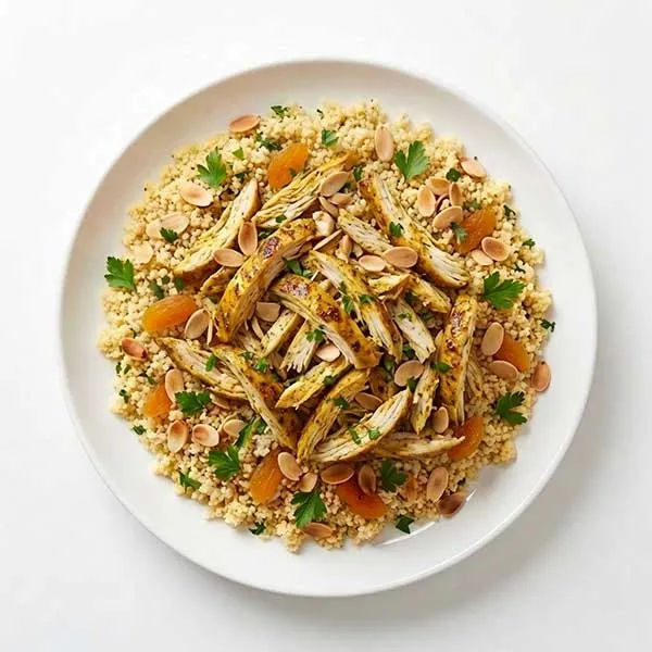 Moroccan Spiced Roast Chicken with Apricot & Almond Couscous